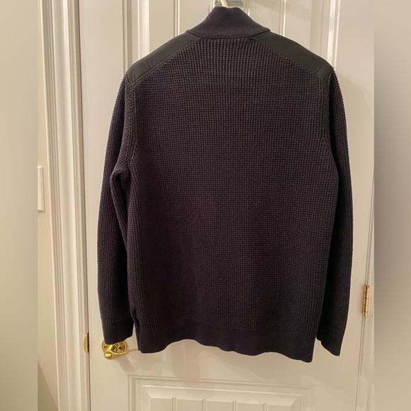 GENTLY WORN MEN’S LARGE BLACK ZIPPERED CARDIGAN SWEATER - Picture 12 of 15